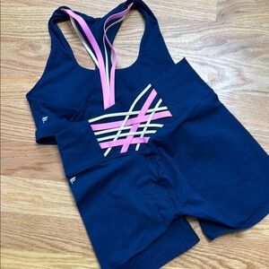 Navy Athletic Set with Pink Accents